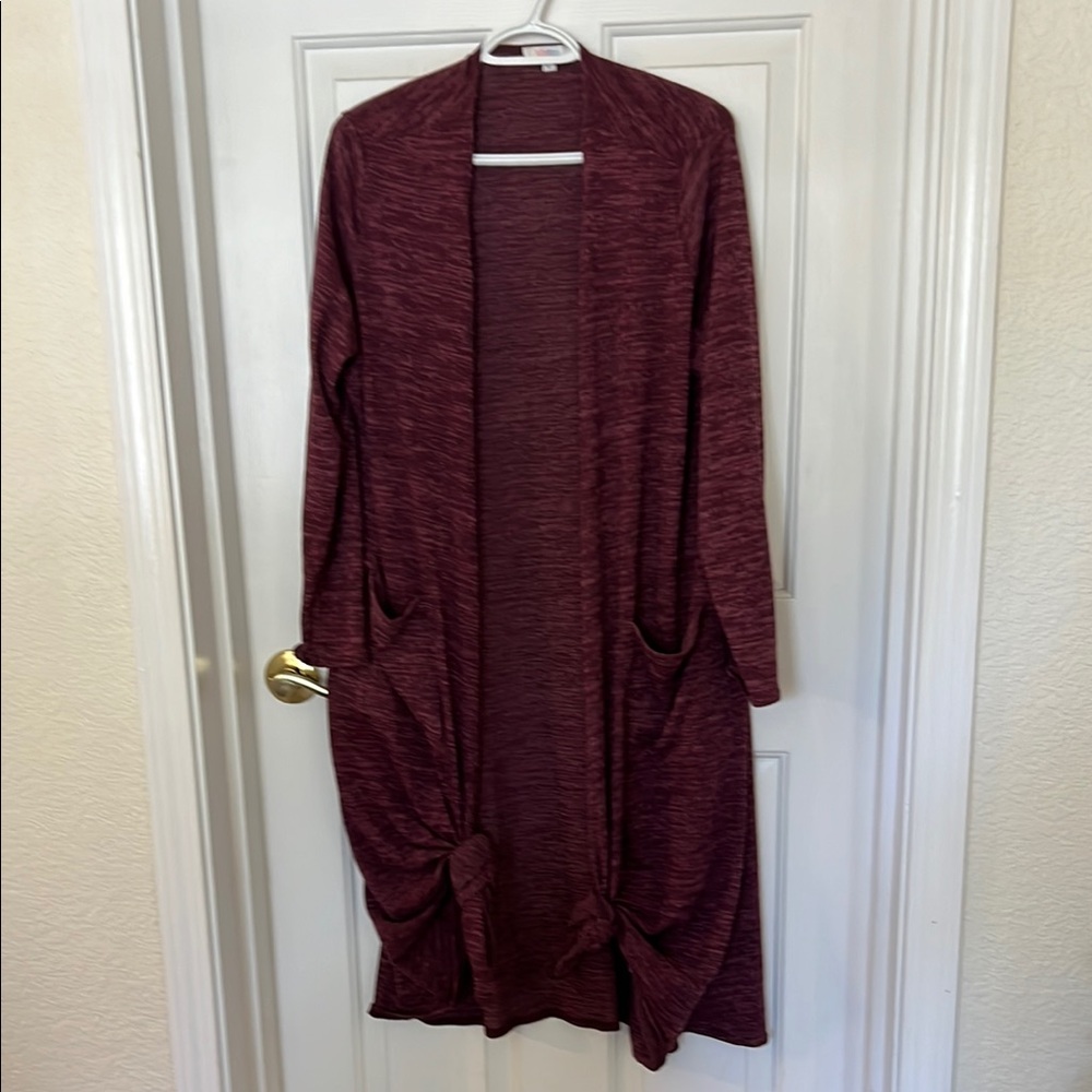 Women's Burgundy Open Front Cardigan